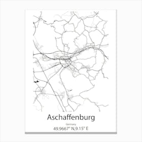 Aschaffenburg,Germany Minimalist Map Canvas Print