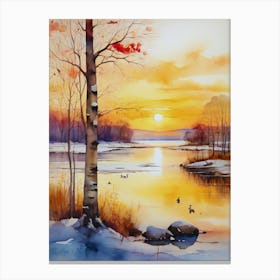 Sunset On The Lake 3 Canvas Print