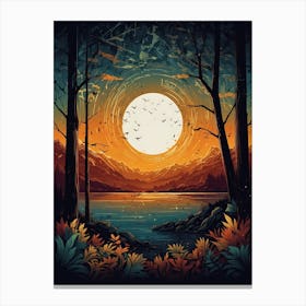 Sunset Over A Lake Canvas Print