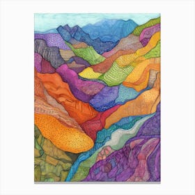 Colourful Mountain Illustration Poster Art Print 14 Canvas Print