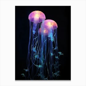 Comb Jellyfish Neon 2 Canvas Print