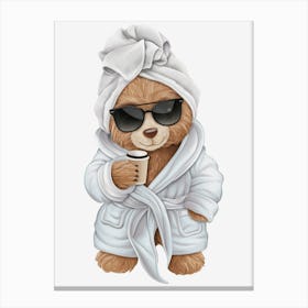 Teddy Bear In Bathrobe Canvas Print