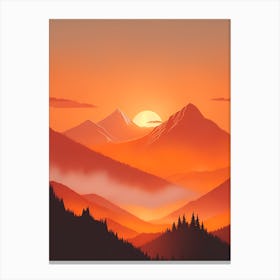 Misty Mountains Vertical Composition In Orange Tone 31 Canvas Print