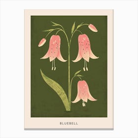 Pink & Green Bluebell 2 Flower Poster Canvas Print