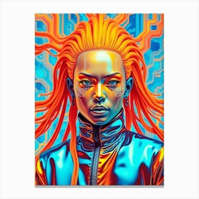 Glossy Orange Cyborg Girl Canvas Print