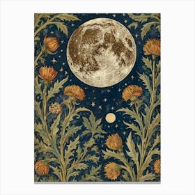 Moon And Thistle Style William Morris Canvas Print