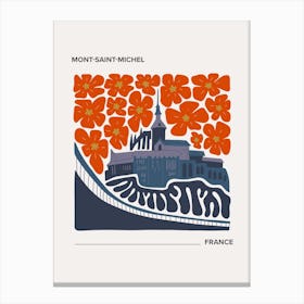Mont Saint Michel, France, Warm Colours Illustration Travel Poster 2 Canvas Print
