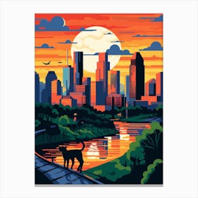 Houston, United States Skyline With A Cat 2 Canvas Print