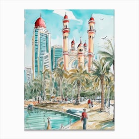 Abu Dhabi, Dreamy Storybook Illustration 1 Canvas Print