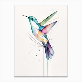 Hummingbird And Geometric Shapes Minimalist Watercolour Canvas Print