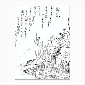 Toriyama Sekien Vintage Japanese Woodblock Print Yokai Ukiyo-e Hakanohi Canvas Print