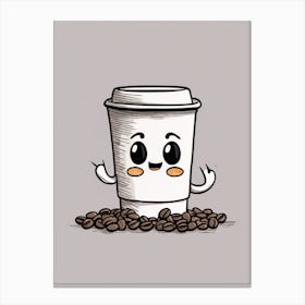 Kawaii Coffee Cup Canvas Print