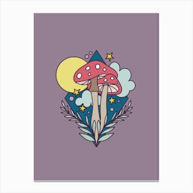 Mushroom In The Sky | Eggplant Canvas Print