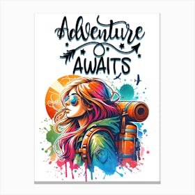 Adventure Awaits Female Hiker Canvas Print