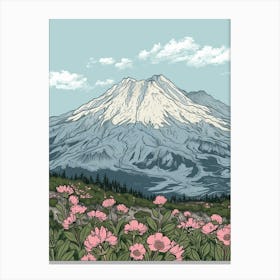 Mount St Helens Usa Color Line Drawing (3) Canvas Print