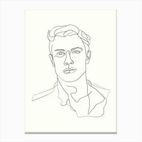 Portrait Of A Man Hand Drawing Line Art Canvas Print