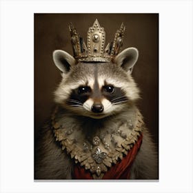 Vintage Portrait Of A Guadeloupe Raccoon Wearing A Crown 2 Canvas Print