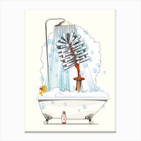 Toilet Brush Washing In The Shower Canvas Print