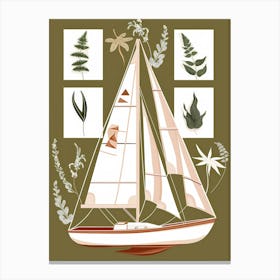 Sailboat With Leaves Canvas Print