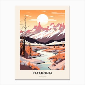 Vintage Winter Travel Poster Patagonia Argentina 2 Canvas Print