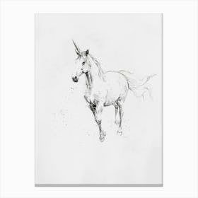Unicorn Black & White Illustration 1 Canvas Print