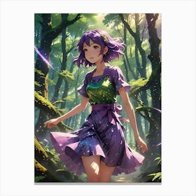 Anime Pixie Girl in Forest 3 Canvas Print