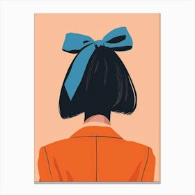 Back Of A Woman With Blue Bow 1 Canvas Print