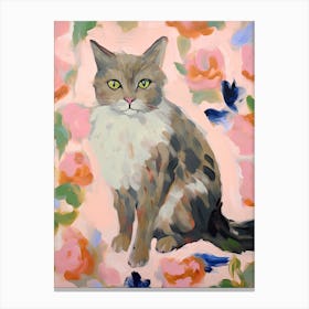 A Munchkin Cat Painting, Impressionist Painting 3 Canvas Print