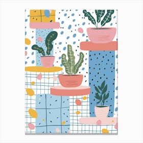 Potted Plants Pattern Canvas Print