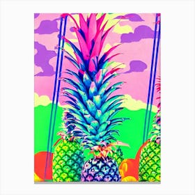 Pineapple Risograph Retro Poster Fruit Canvas Print
