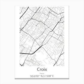 Croix,France Minimalist Map Canvas Print