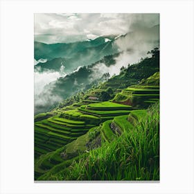 Rice Terraces In The Mountains Canvas Print