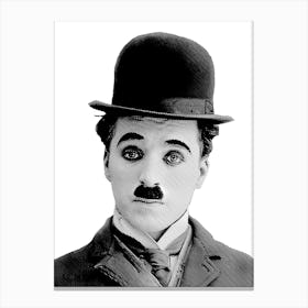 Charlie Chaplin Line Illustration v2 Canvas Print