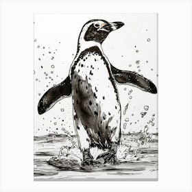 African Penguin Hauling Out Of The Water 3 Canvas Print