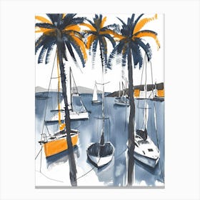 Palm Trees In The Harbor Canvas Print