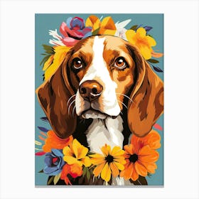Beagle Portrait With A Flower Crown, Matisse Painting Style 4 Canvas Print