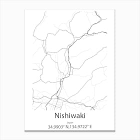 Nishiwaki,Japan Minimalist Map Canvas Print