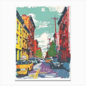 Greenpoint New York Colourful Silkscreen Illustration 4 Canvas Print