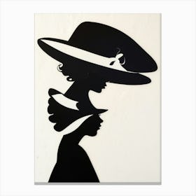 Silhouette Of Woman In Hat Canvas Print