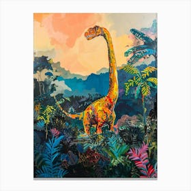 Dinosaur In A Tropical Landscape Painting 1 Canvas Print