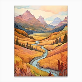 Autumn National Park Painting Glacier National Park Montana Usa 1 Canvas Print