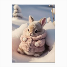 Cute Bunny In The Snow Canvas Print