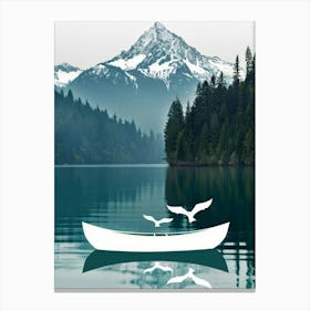 Canoe On Lake Canvas Print