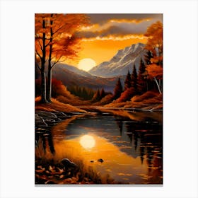 Sunset By A Lake Canvas Print