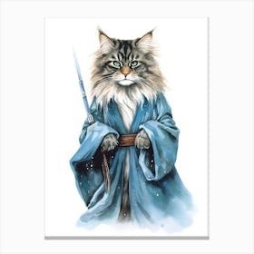Main Coon Cat As A Jedi 1 Canvas Print