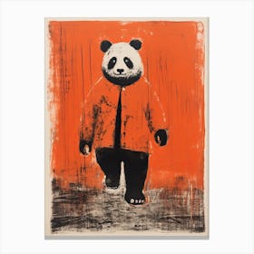 Panda, Woodblock Animal  Drawing 3 Canvas Print