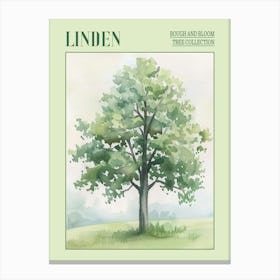 Linden Tree Atmospheric Watercolour Painting 6 Poster Canvas Print