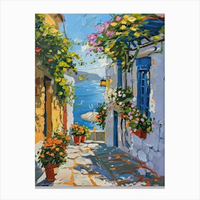 Balcony Painting In Bodrum 2 Canvas Print