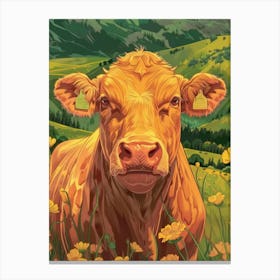 Cow In The Meadow Canvas Print