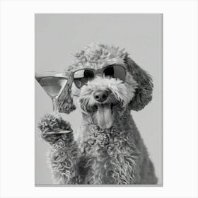 Goldendoodle Holding Cocktail Canvas Print